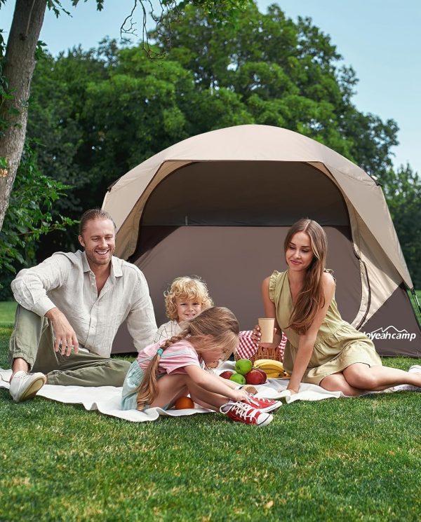 4 Person Blackout Camping Tent, Easy Setup Waterproof Family Dome Tent for Camping with Rainfly, Portable Double Layer Large Family Tent for Outdoor Camping&Hiking - Image 6
