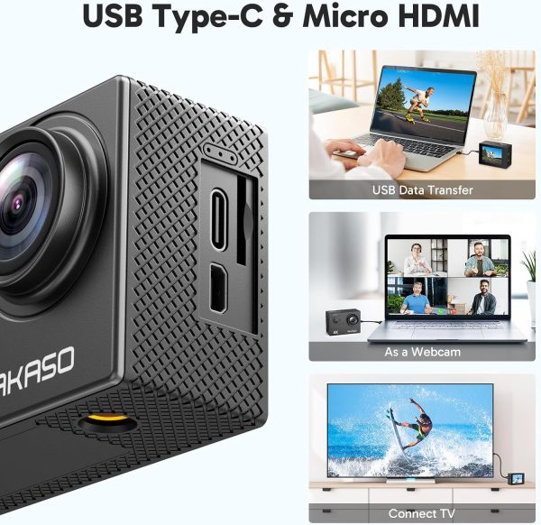 AKASO EK7000 4K30FPS 20MP WiFi Action Camera with EIS Ultra HD Underwater Camera 131FT Waterproof Camera Remote Control 4X Zoom in Photo Mode Support External Microphone Black - Image 9