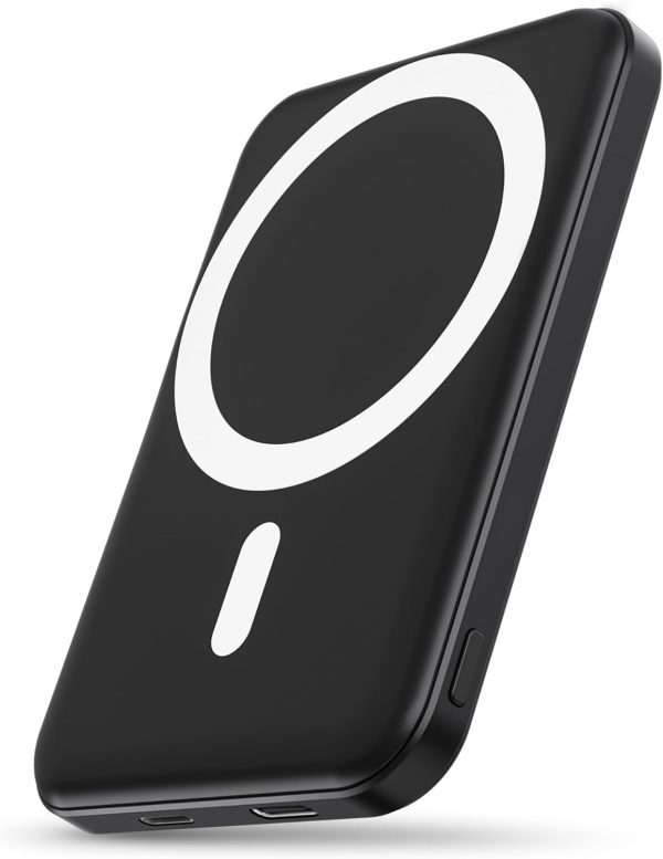 podoru for Magsafe Battery Pack, 5000mAh Magnetic Power Bank with Type-C Cable 20W PD Fast Charging Lighting Input Wireless Portable Charger for iPhone 16/15/14/13/12/ All Series-Black - Image 8